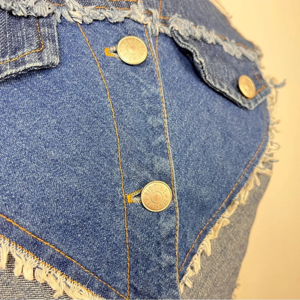 Vintage Big Time Denim Vest with Frayed Edges - Picture 6 of 8